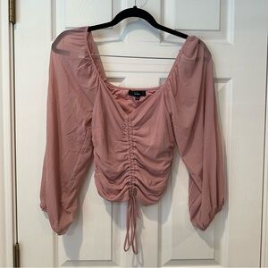 Dusty Pink Sheer Sleeve Ruched Top Lulu’s, Spring Tops for Women
